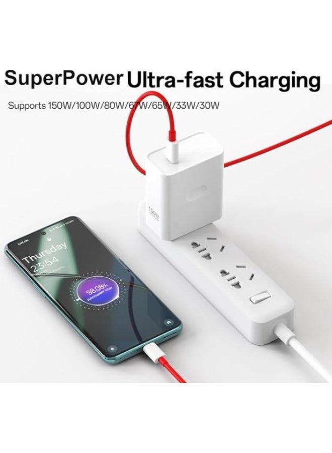 OnePlus One 150W Super Fast Wall Charger Block Compatible for Supervooc Oneplus One Plus 15 15R 13 12 13R 12R 11 10T 10R Nord CE4 3 4 Pad Open PD 65W MacBook Laptop 3.3ft USB C to C Cable (EU White) - Image 4